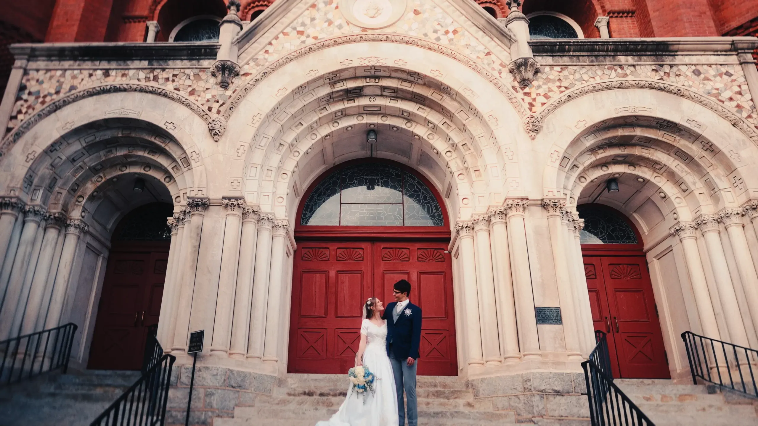 Still from Annabelle and Drew’s cathedral wedding film