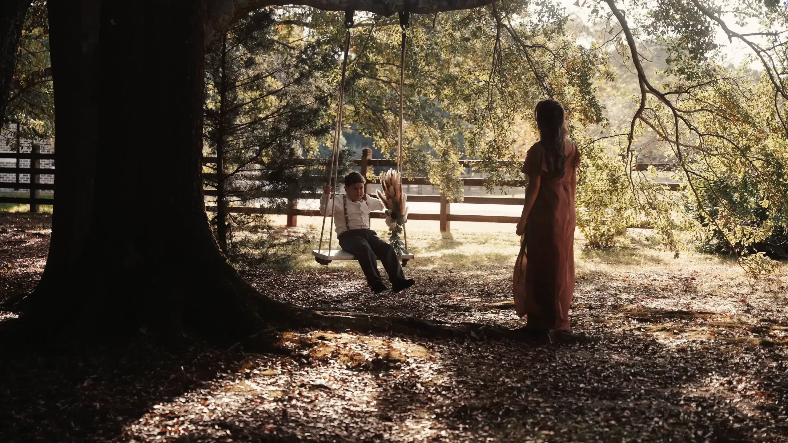 Still from Brittany and Ryan’s countryside wedding film