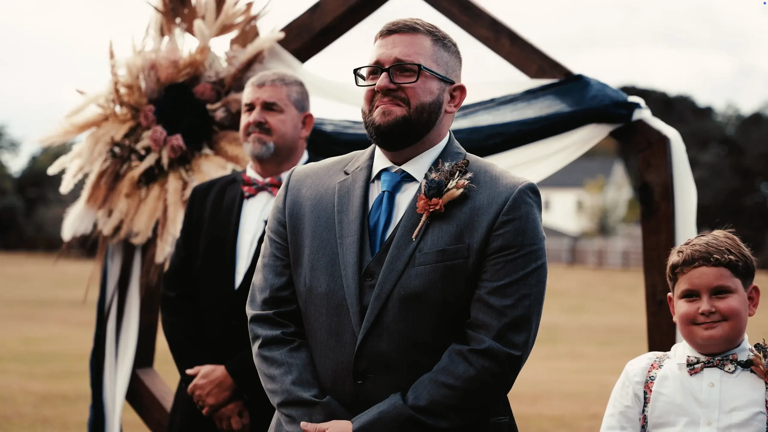 Still from Brittany and Ryan’s countryside wedding film